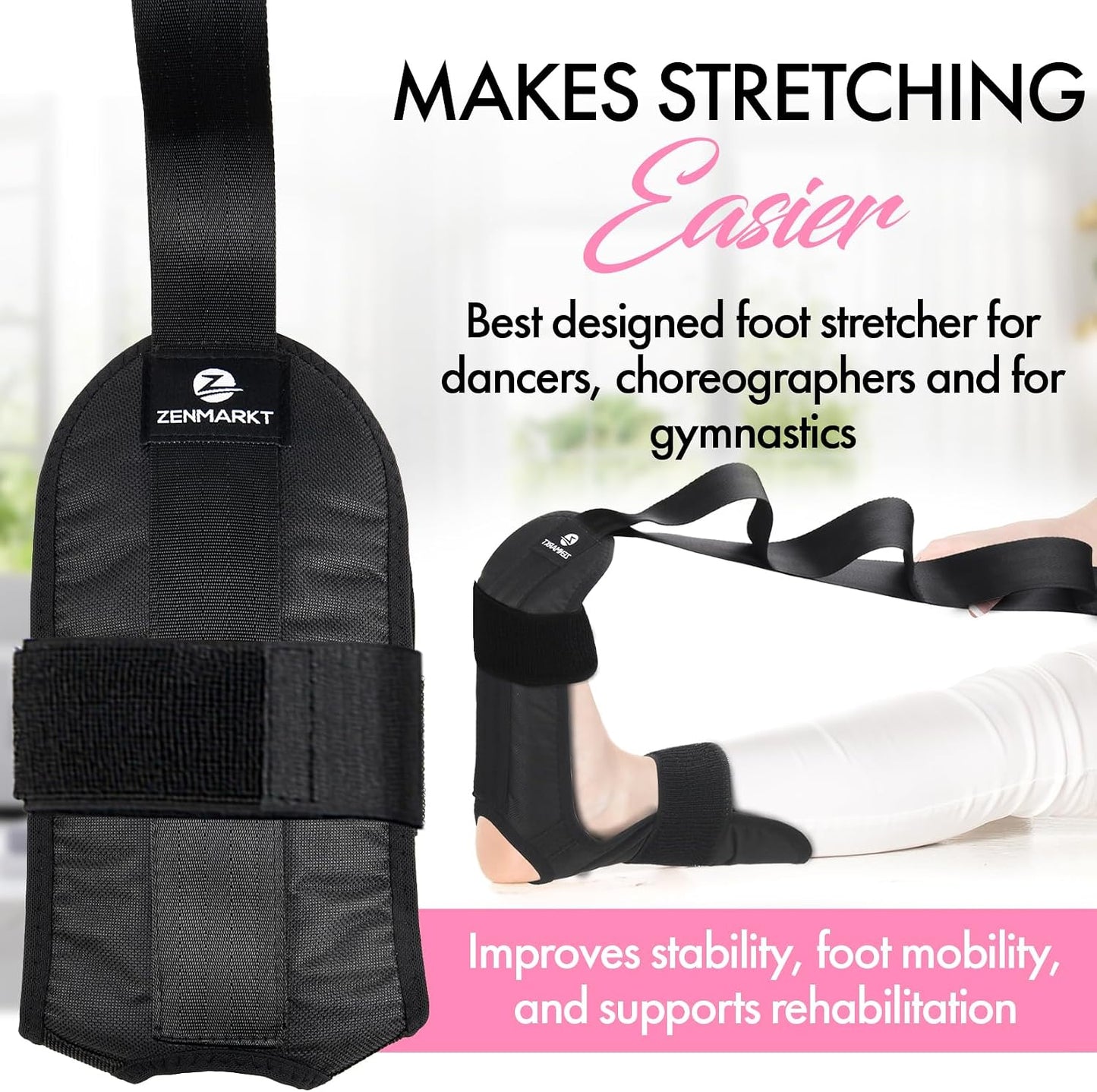 Foot and Calf Stretcher Strap for Physical Therapy and Flexibility | Supports Foot and Calf Stretching for Yoga, Gymnastics and Recovery, Ideal for Plantar Fasciitis Relief