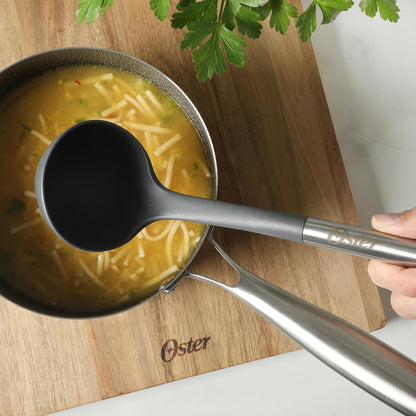 Oster Chadswyck 8” Can Opener, Stainless Steel Manual Can Opener with Soft Grip Handles, Smooth Edge Cutting, Dishwasher Safe
