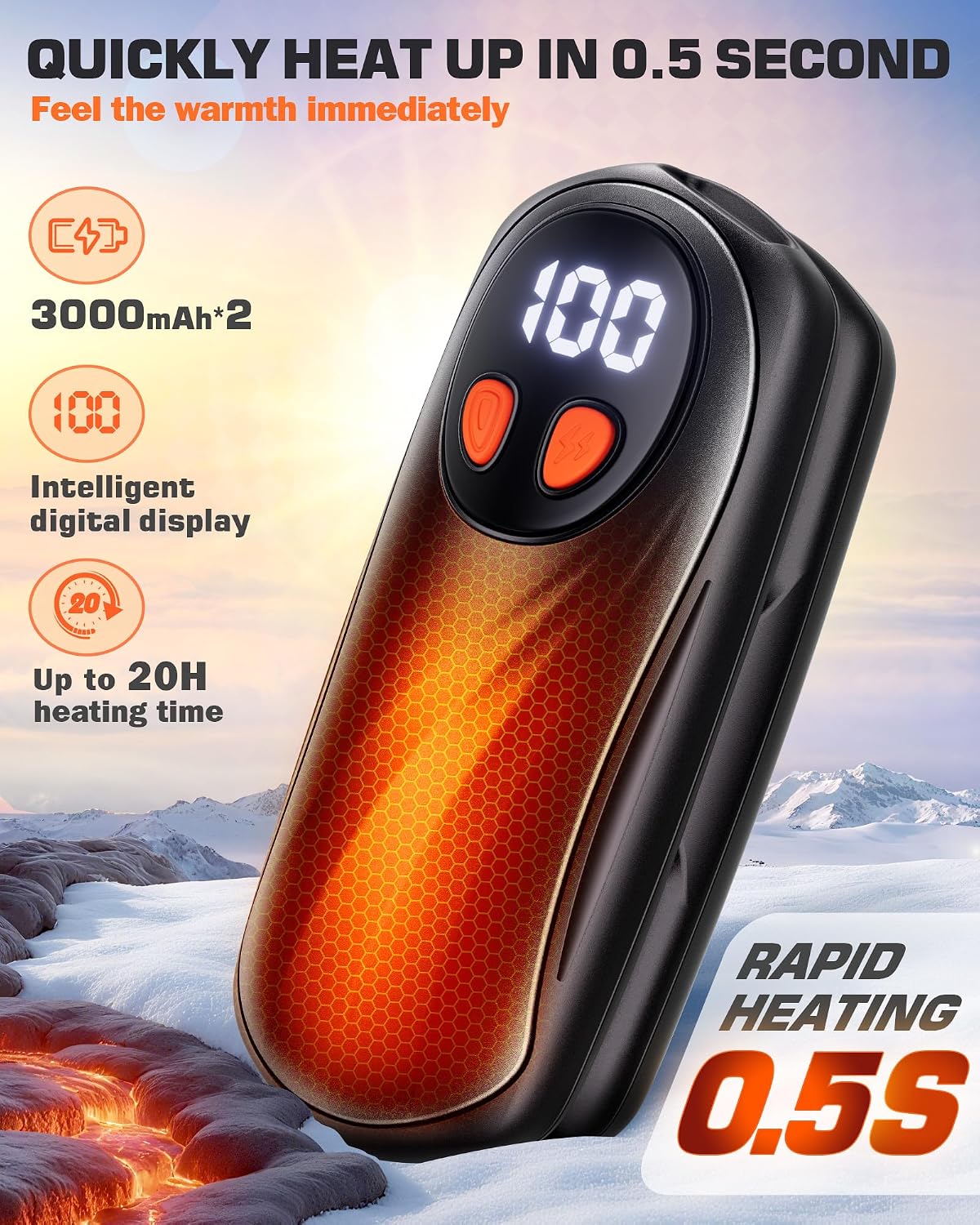 Hand Warmers Rechargeable 2 Pack, 6000mAh Electric Hand Warmers, Silver
