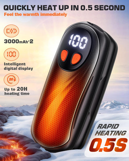 Hand Warmers Rechargeable 2 Pack, 6000mAh Electric Hand Warmers, Silver