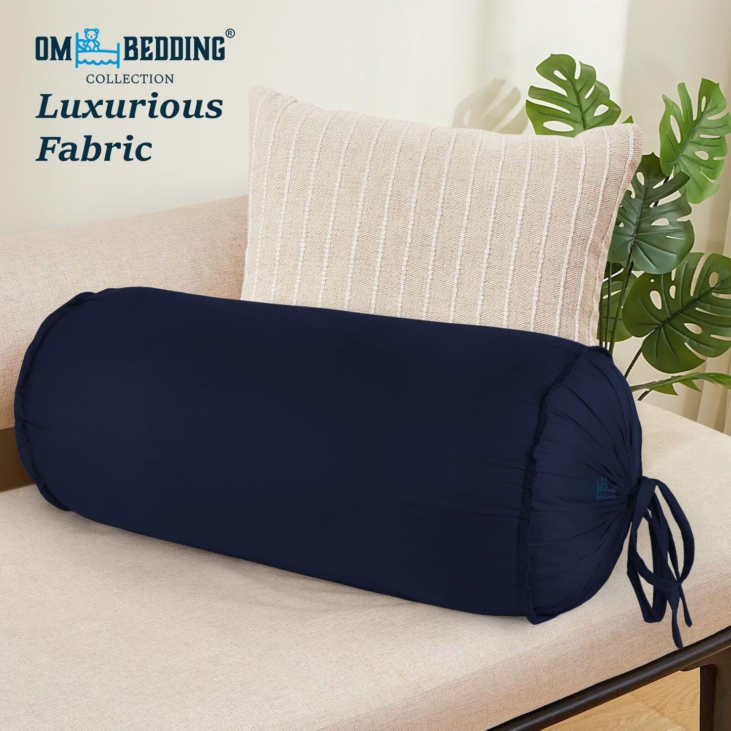 SAHARBEDDINGS 2 Pieces Cervical Neck Roll Pillow Cover with Cotton Bolster Pillowcases for Cylindrical Cushion and Drawstring Closure Round Neck Pillowcase (Plum, Roll Pillow 18x3 Pack of 2)