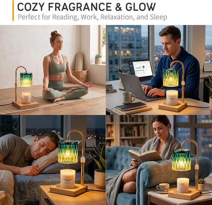Candle Warmer Lamp with 3 Bulbs, Adjustable Height Dimmable Candle Warmer with Timer, Candle Lamp with Charming Gift Box Ribbon,Birthday Gifts for Women Mom, House Warming Gifts New Home Decor