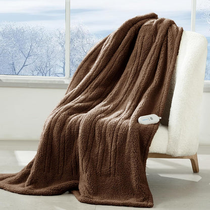 Heated Throw Blanket 50"X60", Soft Sherpa, 4 hrs Auto Shut Off