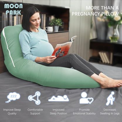 MOON PARK Pregnancy Pillows for Sleeping - 57 Inch U Shaped Full Body Maternity Pillow with Removable Cover - Support for Back, Legs, Belly, Hips - Pregnancy Pillow for Women - Grey