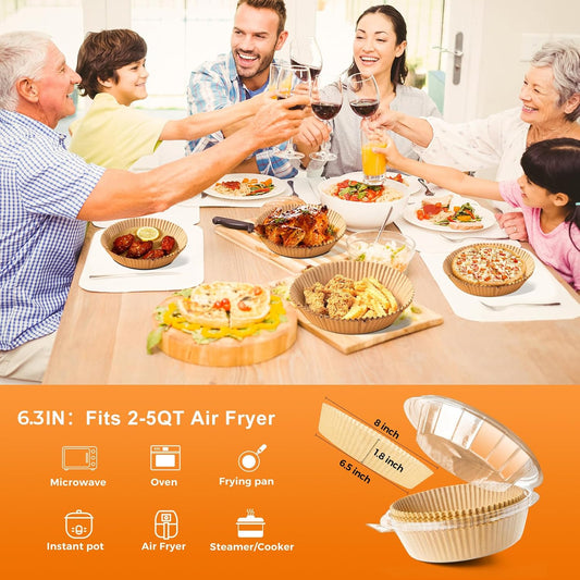 Vailnd Air Fryer Paper Liners, 200pcs Air Fryer Liners Disposable 8" Square | Baking Paper Liner for 5-8 qt Airfryer Basket, Non-stick and Oil Proof Parchment Paper for Oven, Pans & Baking