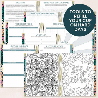 bloom daily planners Undated Chronic Illness Planner & Medical Journal - 12 Month Pain & Symptom Tracker, Mood & Medication Log, Appointment Organizer (7” x 9”) - Chronically Resilient