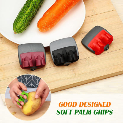 Mudder 4 Pieces Finger Vegetable Palm Peeler Kitchen Fruit Potato Peeler with Comfortable Rubber Finger Grip For Pumpkin Carrot Cucumber Potato