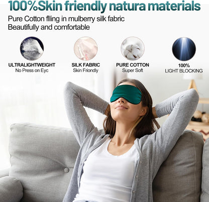 Silk Sleep Mask, Blackout Eye Mask for Sleeping with Adjustable Strap
