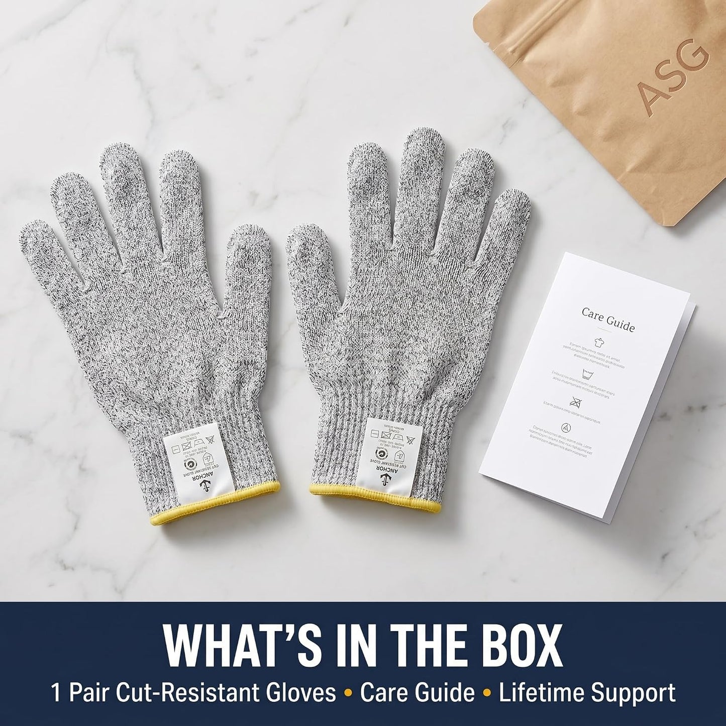 ASG Premium ANSI A5 Cut Resistant Gloves, Food Grade HPPE,Mandoline & Oyster Shucking, Kitchen Safety Gloves for Chefs