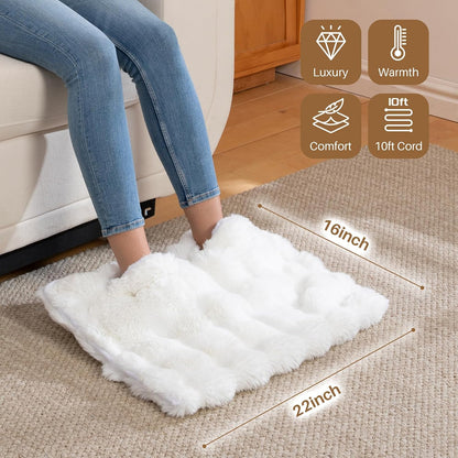 Electric Foot Warmer, Luxury Faux Fur Heating Pad for Feet Pain Relief Cramp, Heated Foot Warmer for Under Desk & Bed with 3 Heat Settings & 2H Auto-Off, ETL Certified, 20x22 Inch, Dark Grey