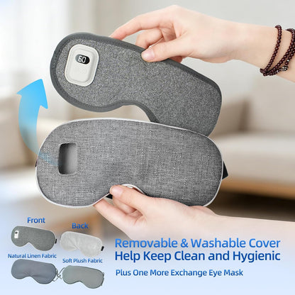 Cordless Heated Eye Mask, 5 Temperature & 5 Timer Settings, Warm Compress Eye Mask for Dry Eyes Eye Strain Headache Relief, Improve Sleep, Heating Eye Mask with Extra Bonus Eye Cover, Dark Gray