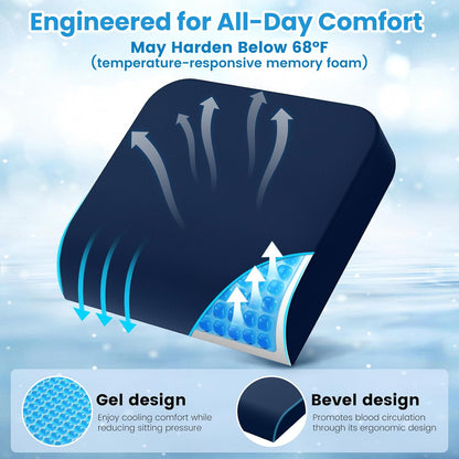 Wheelchair Seat Cushion Cooling Gel Memory Foam Chair Cushion