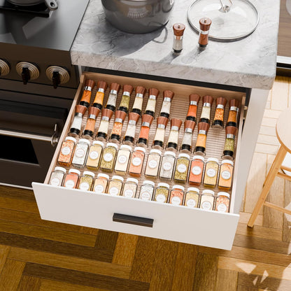 8 Pack Adjustable In Drawer Spice Organizer - Expandable From 11'' to 22'' - Acrylic Drawer Seasoning Organizer,Clear Spice Organization Tray for Cabinet Drawers Condiment,Nail Polish and Jar