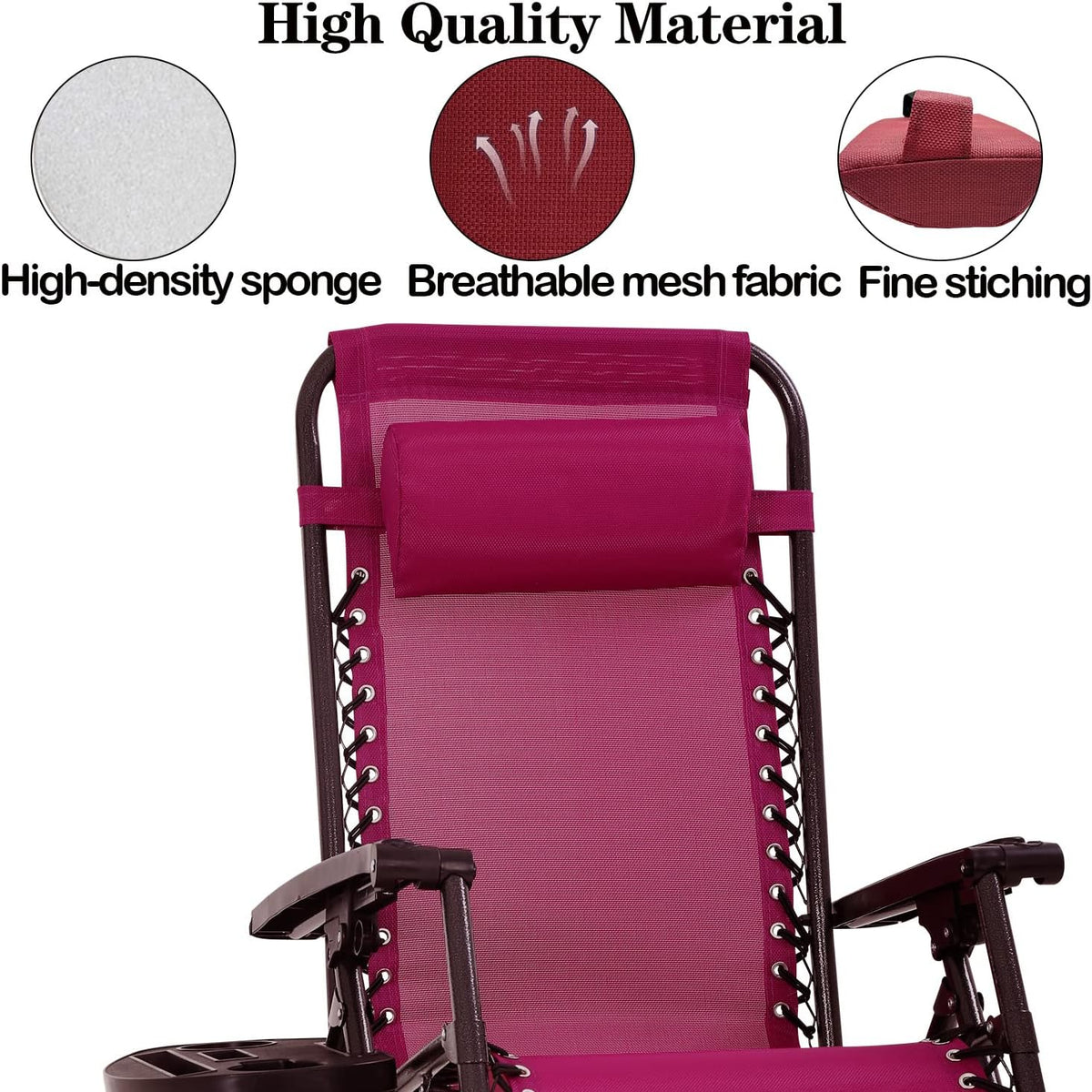 Zero Gravity Chair Set of 2 Replacement Pillow Headrest with Elastic Band, Universal Soft Removable Padded Cushion Head Pillow for Zero Gravity Lounge Chair, Folding Patio Lawn Recliner Chairs, Blue
