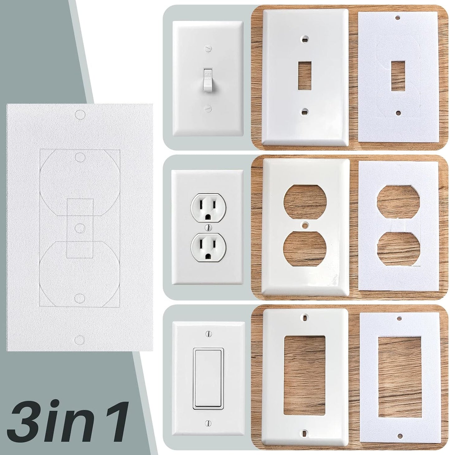 30 Pieces Wall Plate Insulation Gasket Wall Gasket Replacement Outlet Insulation Pads White Weatherproof Insulating Foam Switch Sealer for Outlets One Double Triple Gang Switches