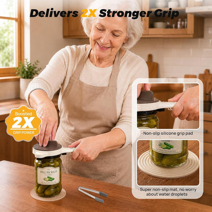 Jar Opener for Seniors with Arthritis & Weak Hands -Csailvoy-Bottle Opener | Stainless Steel 3-Claw Grip 4 in 1 Multi-Purpose Jar Opener, Adjustable 1-3.5 Inch for Jars & Bottle Caps, Open Tight Lids