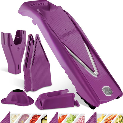 Mandoline Food Slicer Börner V5 (Profi Set) by Reston Lloyd • V-Slicer with 4 Inserts, Docking Station & Food Holder • Made in Germany • Fruit & Vegetable Chopper • Multiple Settings • Color: Lime