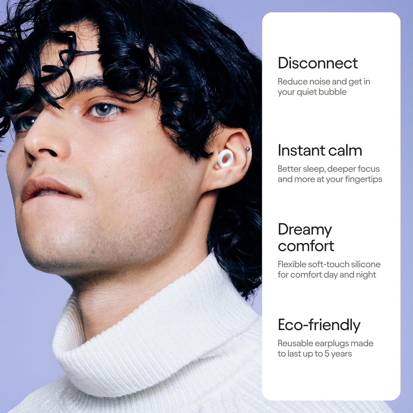 Loop Quiet 2 Ear Plugs - Ultra-Comfy Reusable Hearing Protection for Sleep | 24dB SNR noise reduction. Flexible, customizable fit. Reusable & washable. For deep focus, travel, noise sensitivity