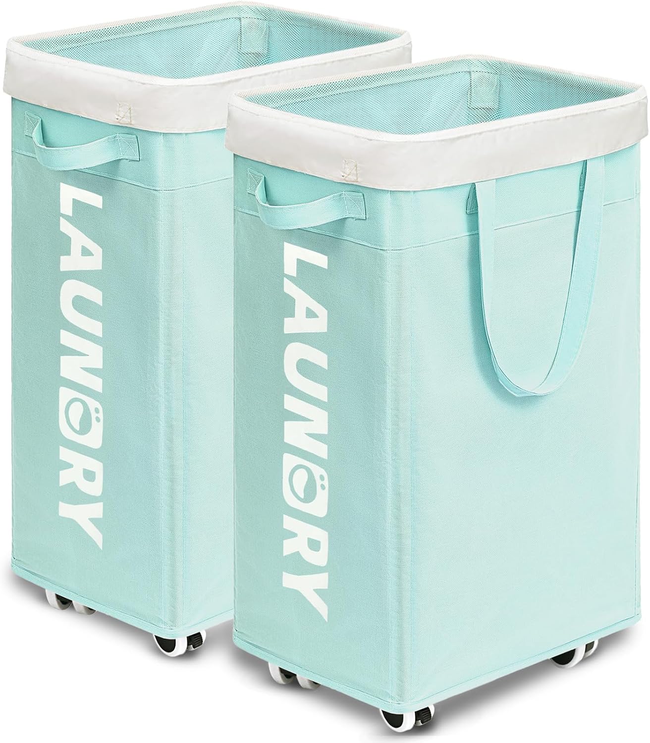 Goodpick 75L Laundry Basket with Wheels & Removable Wash Bag for Dorm | Rolling Laundry Basket with Handles for Dirty Clothes, Fodable Hamper for Laundry Room, Dorm Room Essentials, Grey