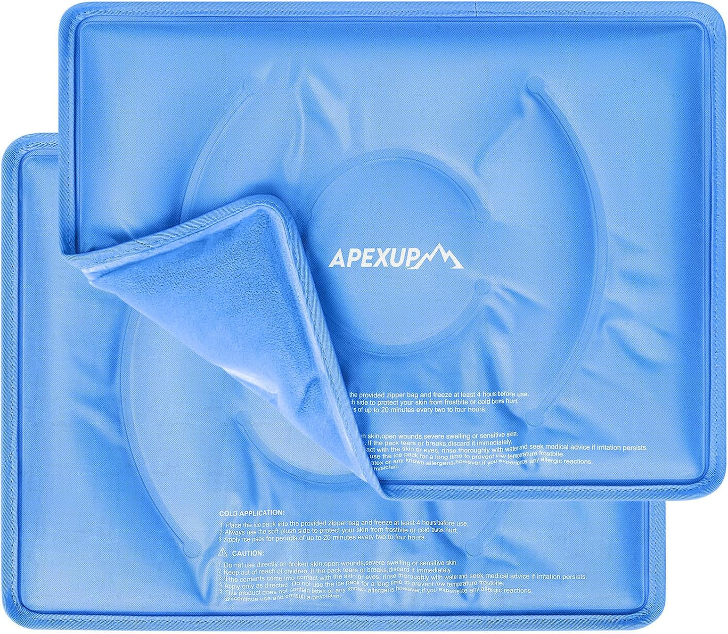 Gel Ice Packs for Injuries Reusable, Flexible Double Sided Cold Packs for Injuries, Ice Pack for Knee, Shoulder, Back, Hip, Leg, Arm (Blue, 8"x5.5", 1PK)