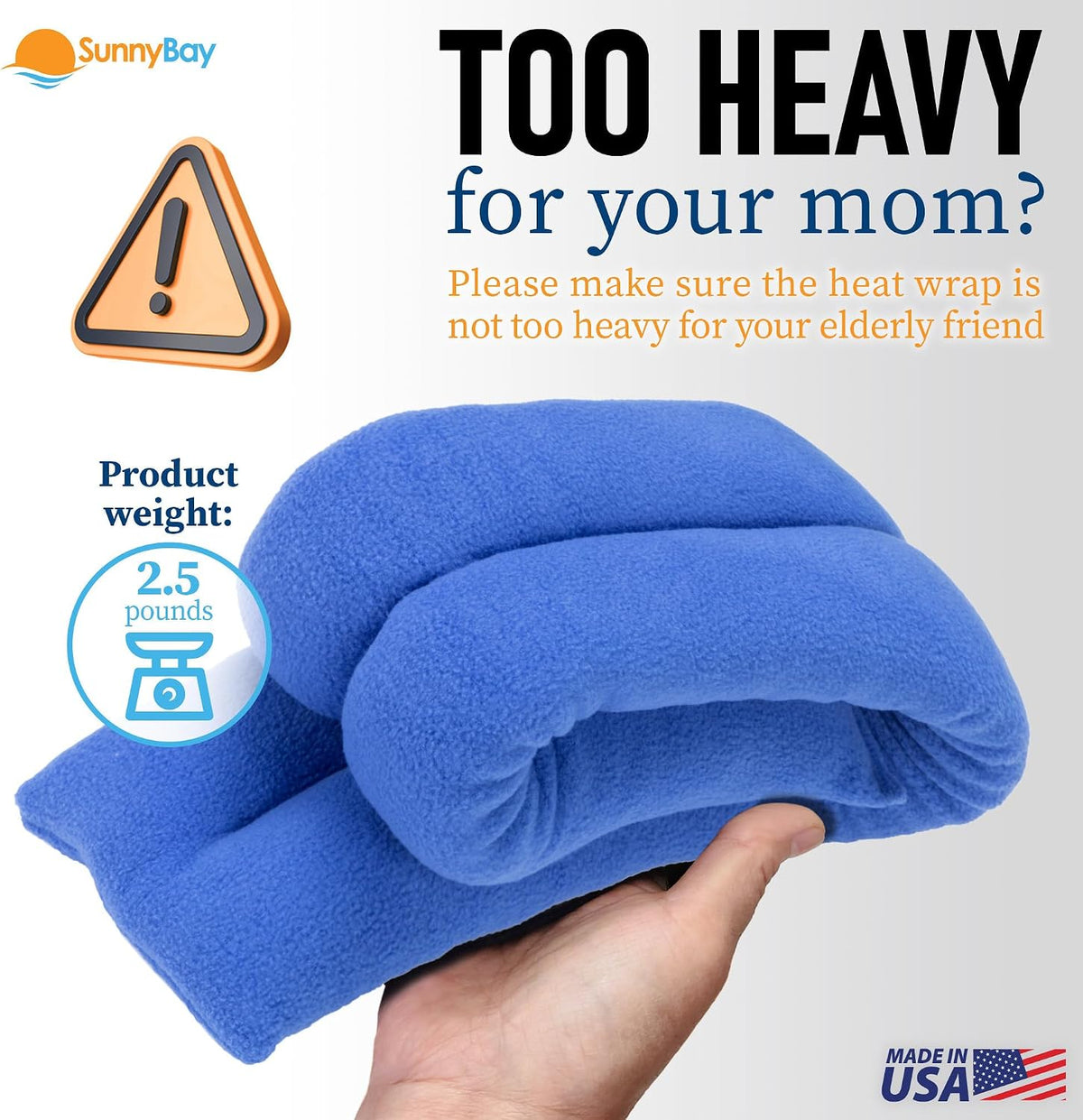SunnyBay Microwavable Heating Pads, Microwavable Moist Heated Neck and Shoulder Wrap, Versatile Weighted Beanbag Cold Pack or Warm Compress, 2.2 lbs, 26x4 Inches, Navy Blue