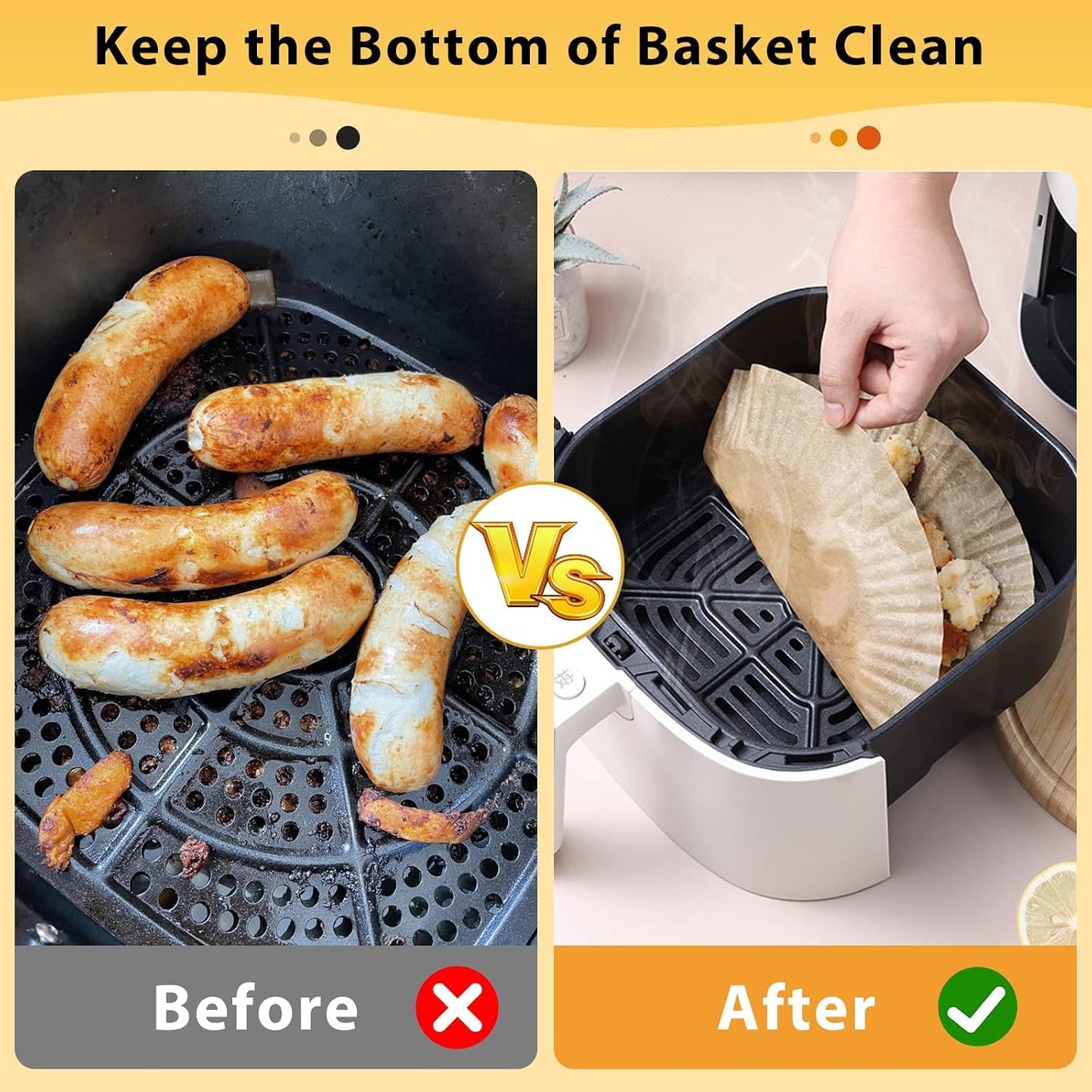 Air Fryer Liners Disposable, 100Pcs 8" Square Air Fryer Paper for 5-8 QT | Waterproof and Oilproof for Easy Cleanup, Unbleached Non-Stick Parchment Paper for 5-8 QT Air Fryer, Baking, Microwave, Oven