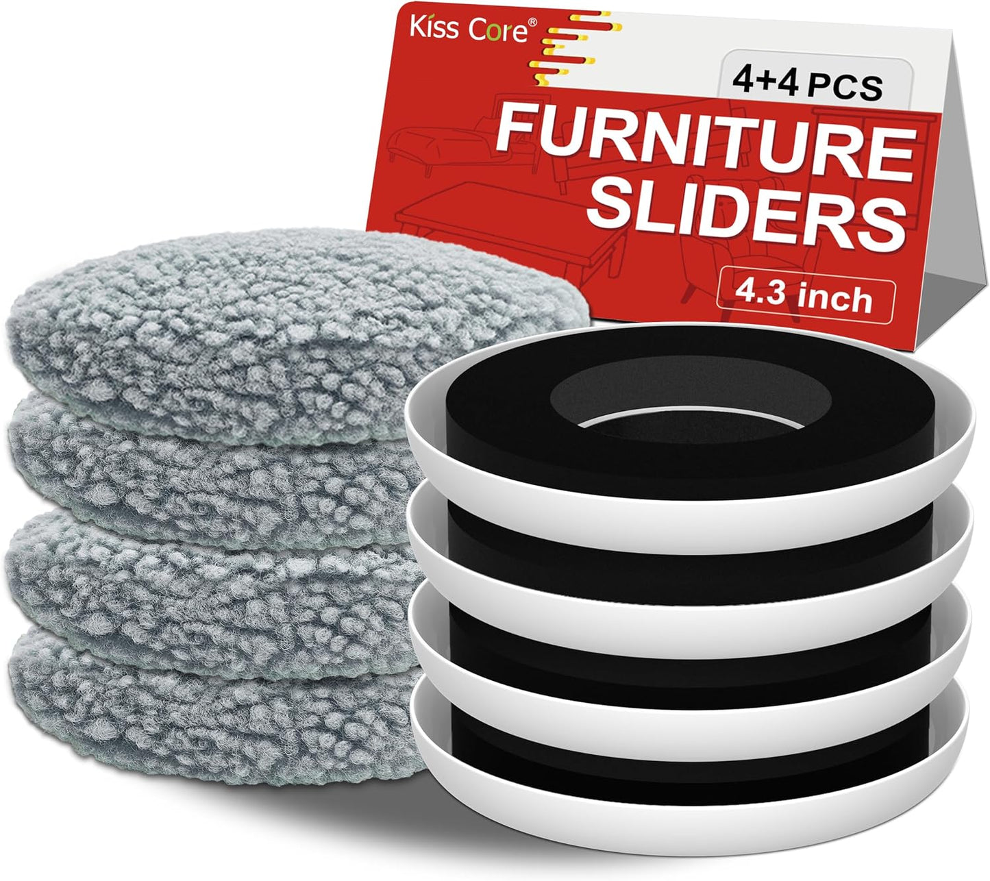 New Upgrade Furniture Sliders: Multi-Surface 3-in-1 Furniture Movers Slider | Heavy Moving Pads with 8PCS 4.3" Carpet Sliders + 4PCS Hard Floor Socks + 1 Lifter - Protect Floor and Easily Move Furniture