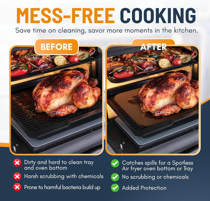 Toaster Oven Liners for Bottom of Oven (4 Pack) Reusable Non-Stick Heat Resistant Toaster Liners, Compatible with Breville, Cuisinart, Black & Decker, Dash, and More - Air Fryer Liners 12"x12" (Black)
