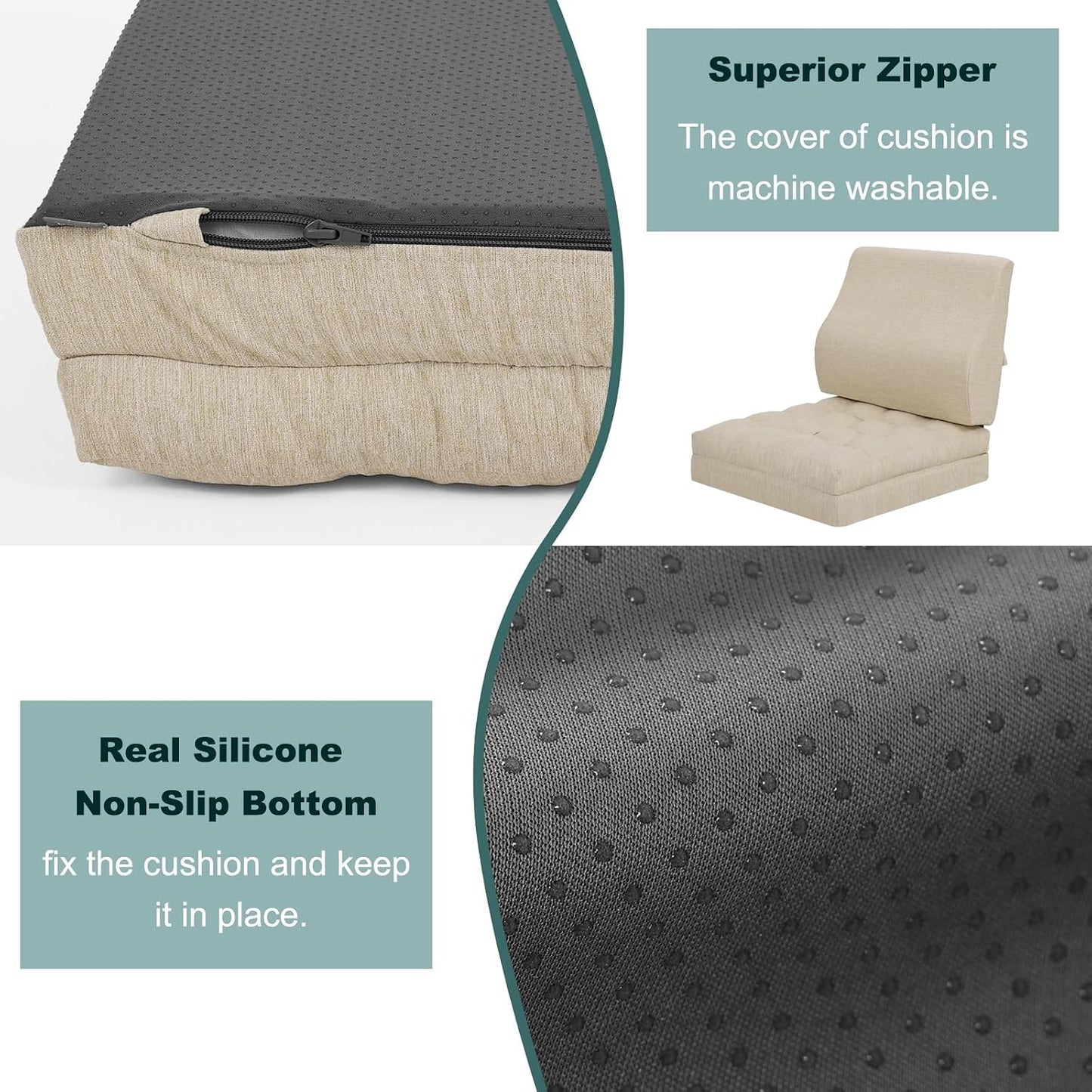 baibu Memory Foam Recliner Cushions with Lumbar Support Pillow Set for Elderly, 20x20x5 Inch Dual-Layer Design Non-Slip Recliner Seat Cushion & Back Support Pillow for Reduce Hip & Lumbar Pain, Brown