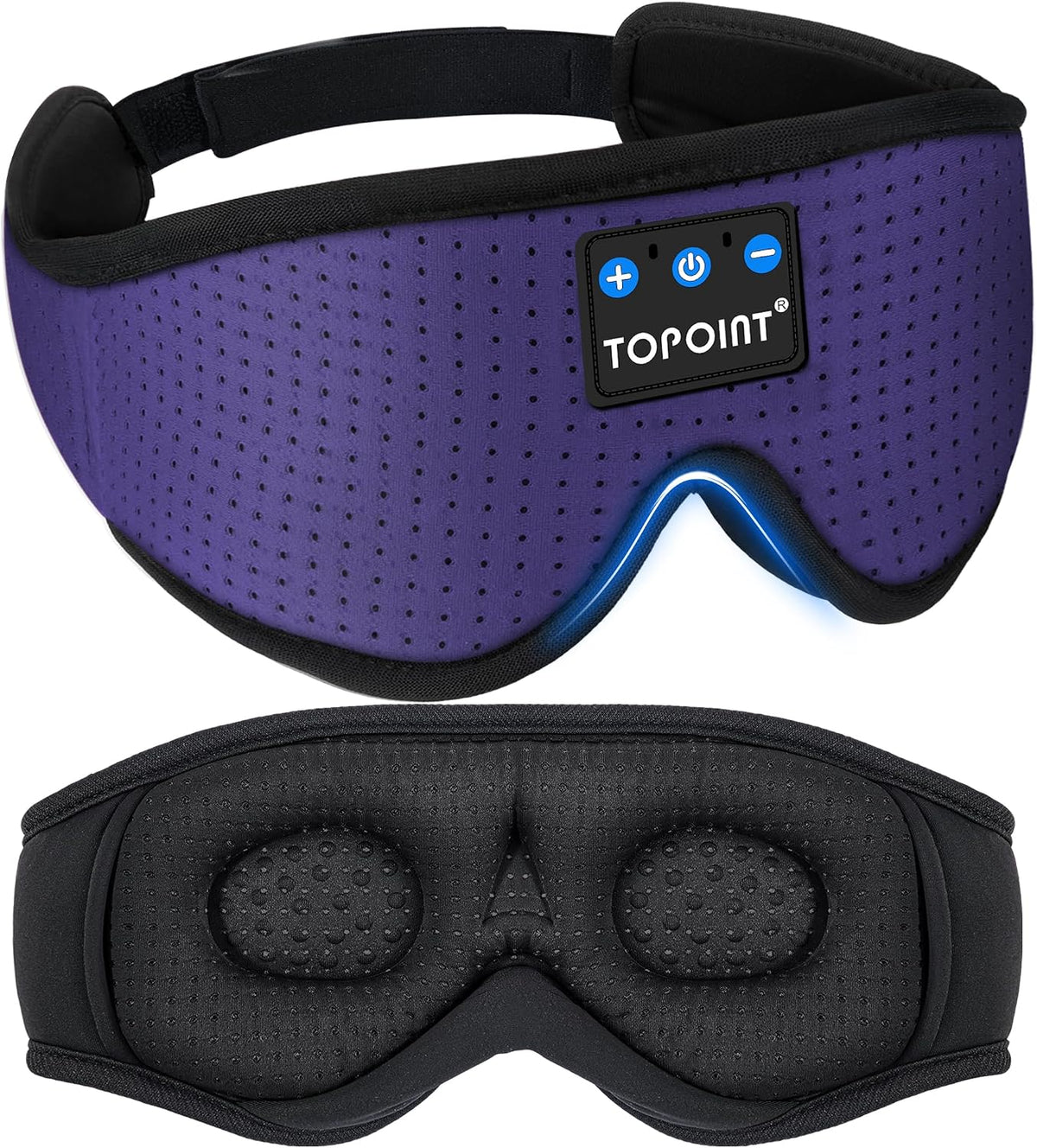 Sleep Mask with Headphones Bluetooth 5.4, TOPOINT 3D Eye Mask Blackout with Soft Bamboo Cotton for Side Sleepers Women Men, Sleep Headphones Earphones HD Speaker Microphone for Travel Meditation Gift