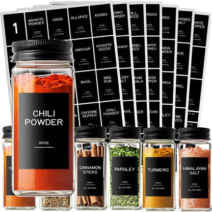 288 Pantry Labels for Food Containers, Black Preprinted Minimalist Waterproof Stickers for Organizing Storage Bins, Jars and Kitchen