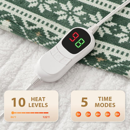 Homemate Heated Blanket Electric Throw - 50“x60“ Heating Blanket with 10 Fast Heat Levels 8 Hours Auto Off Soft Cozy Flannel Over-Heated Protection ETL Certification Keep Warming in Home | Throw with 10 Fast Heat Levels 8 Hours Auto Off Over-Heated