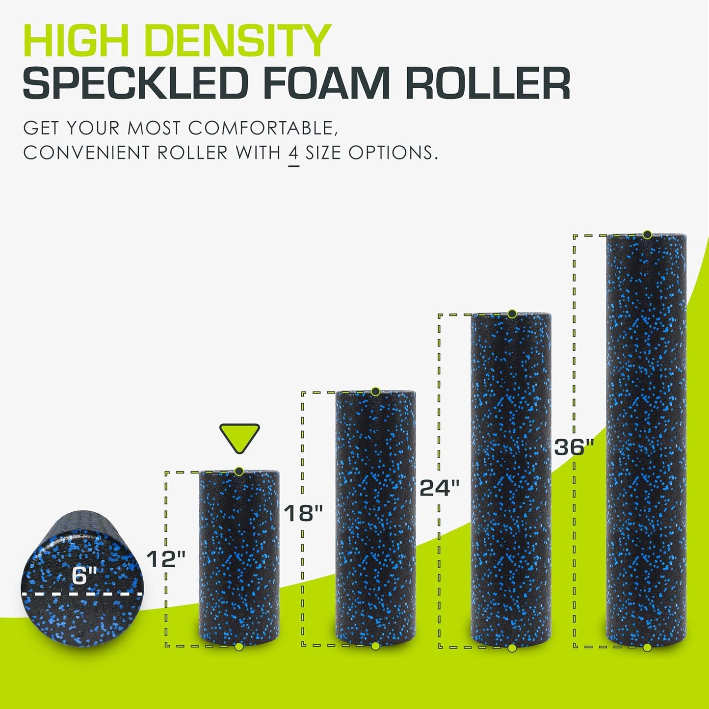 ProsourceFit High Density Foam Rollers 12 - inches long, Firm Full Body Athletic Massage Tool for Back Stretching, Yoga, Pilates, Post Workout Muscle Recuperation, Black