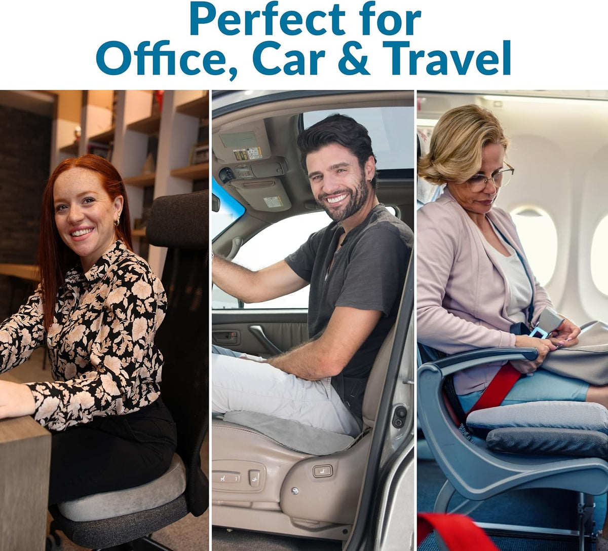 ComfiLife Premium Comfort Seat Cushion - Non-Slip Orthopedic 100% Memory Foam Coccyx Cushion for Tailbone Pain - Cushion for Office Chair Car Seat - Back Pain & Sciatica Relief (Gray)