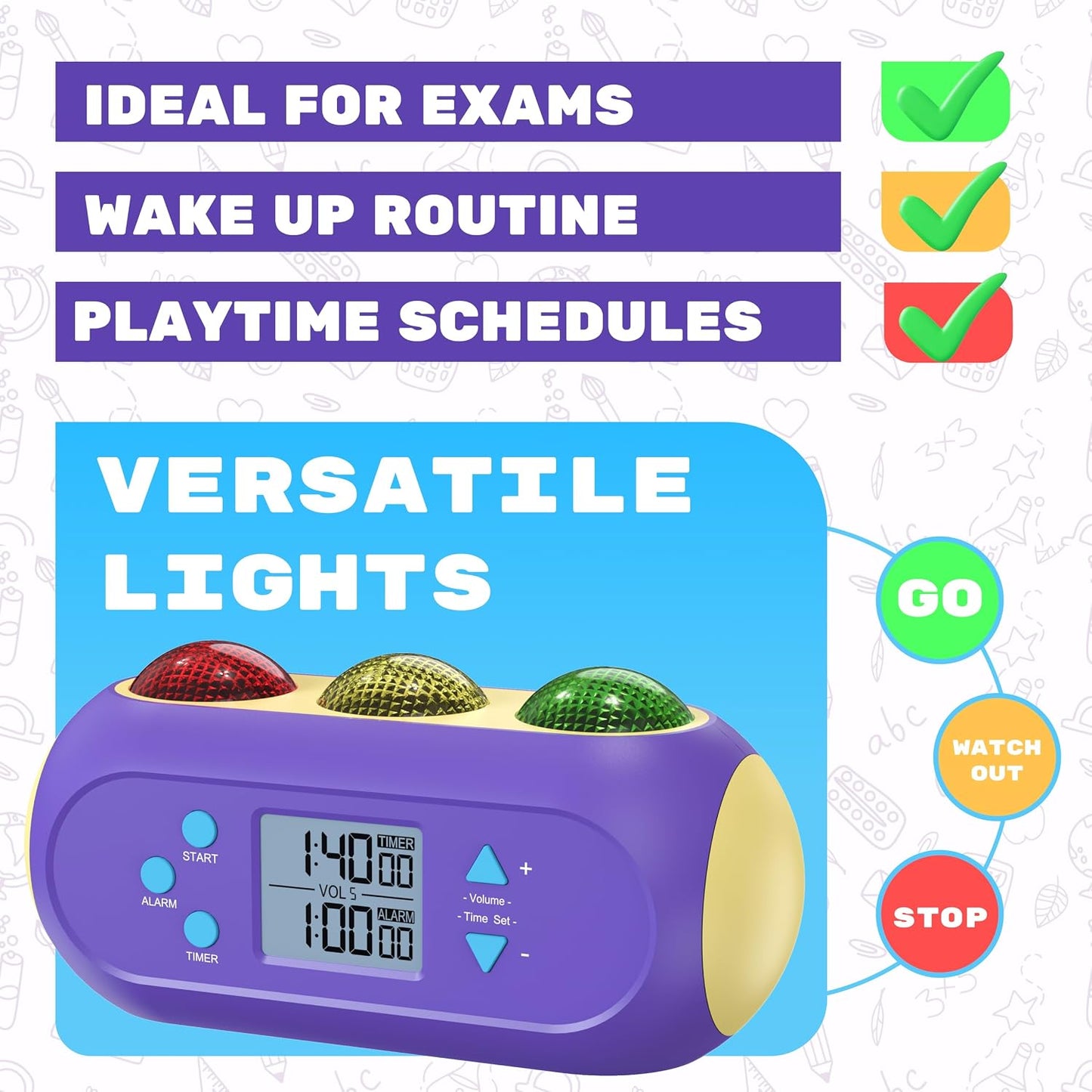Visual Timer for Kids, Interactive Light and Sound Visual Timer for Classroom with Red, Yellow, and Green Lights, Engaging Timer for Kids, for Teachers, or Holiday Present