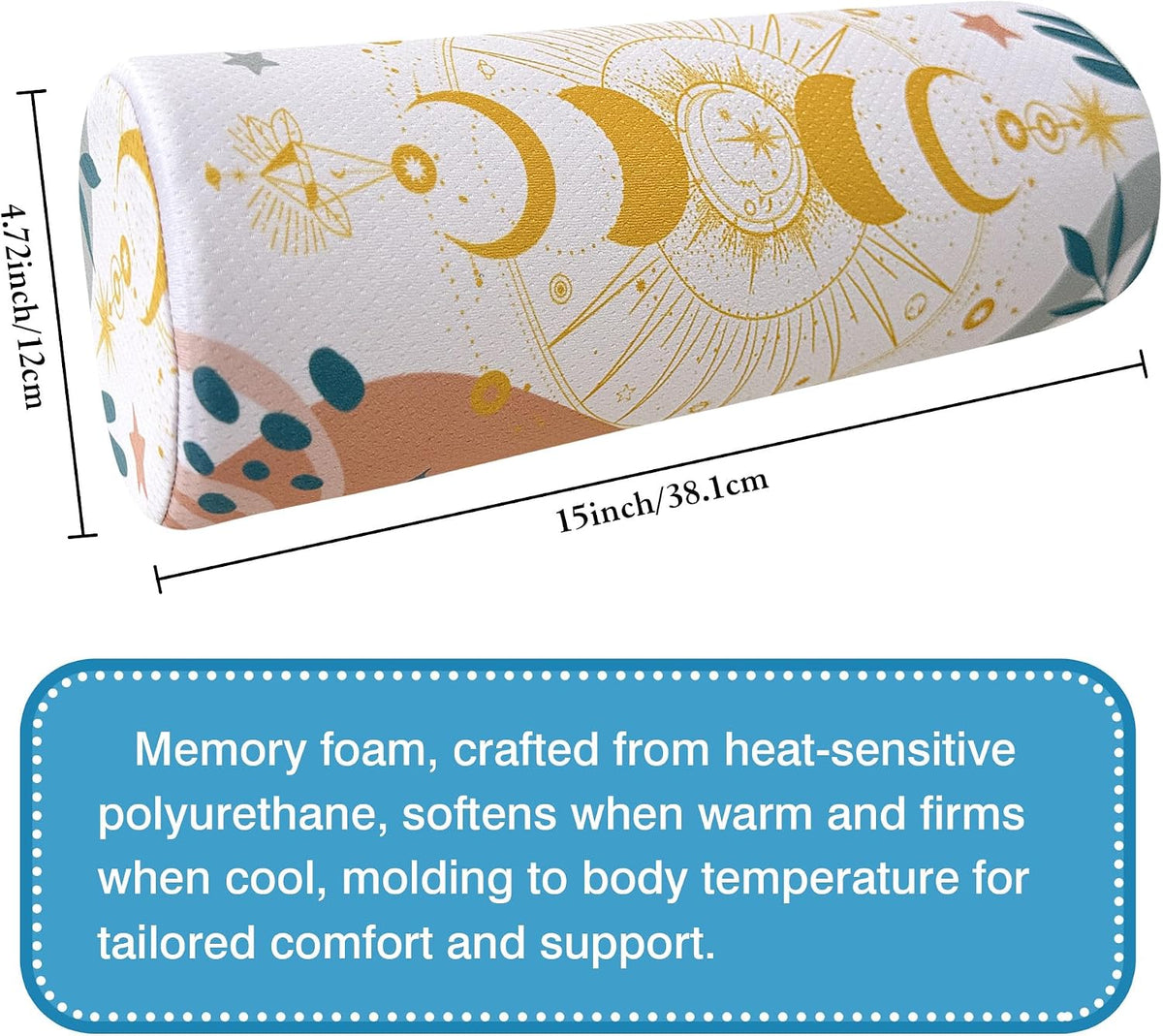 Neck Roll Pillow for Sleeping,Ergonomic Cylinder Tube Pillows for Cervical Spine and Neck Support,Versatile Roll Pillow for Bed,Office,and Travel,Memory Foam Bolster with Washable Cover
