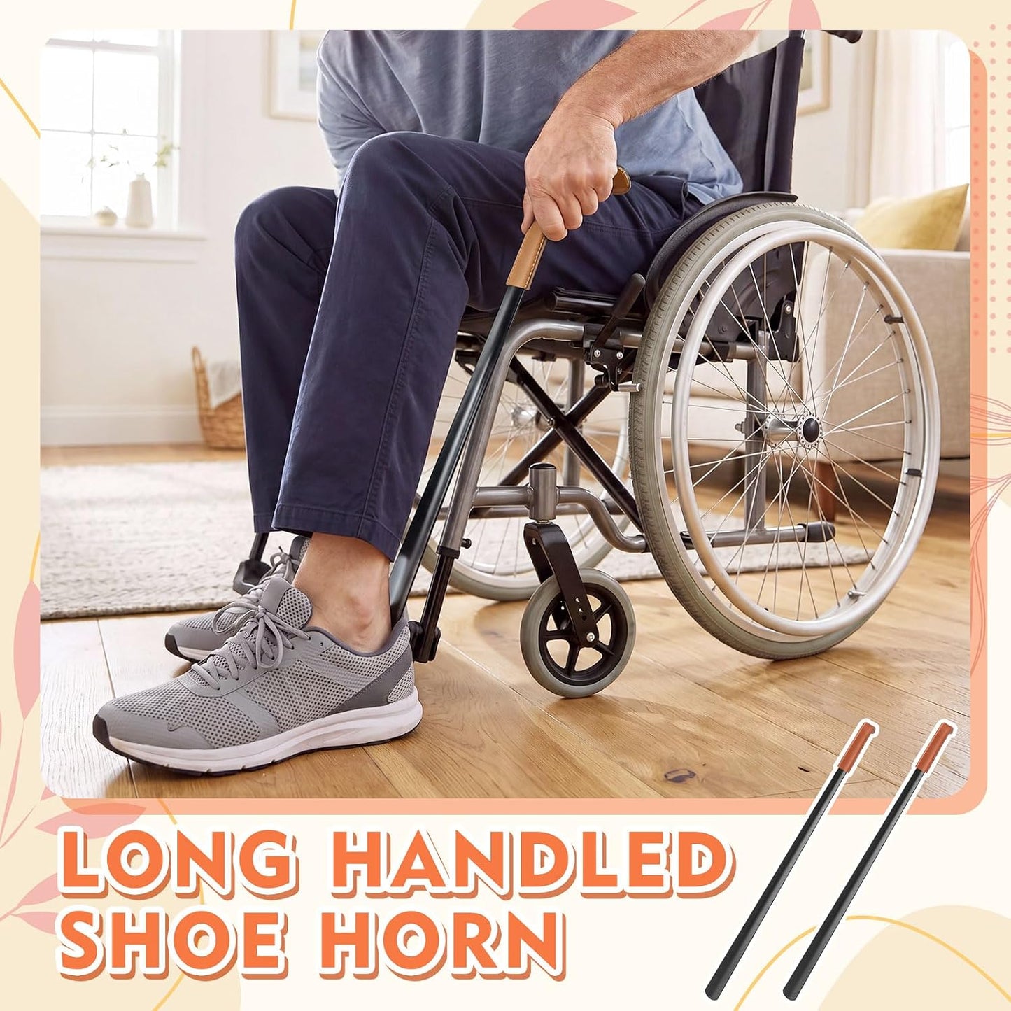 2 Pcs 31.5'' Extra Long Metal Shoe Horn for Elderly, Silver | Shoehorn Dressing Stick for Senior Disabled Men Women Limited Mobility, Standing Reach Assist, No Bending Needed