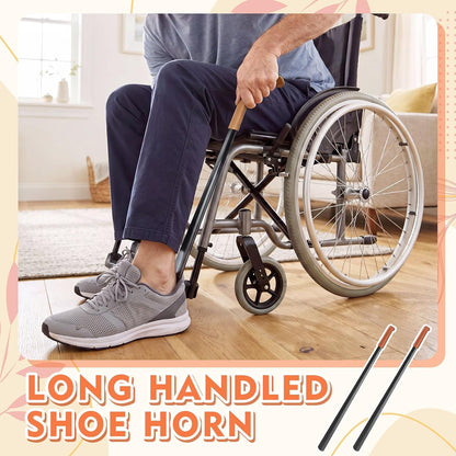 2 Pcs 31.5'' Extra Long Metal Shoe Horn for Elderly, Silver | Shoehorn Dressing Stick for Senior Disabled Men Women Limited Mobility, Standing Reach Assist, No Bending Needed