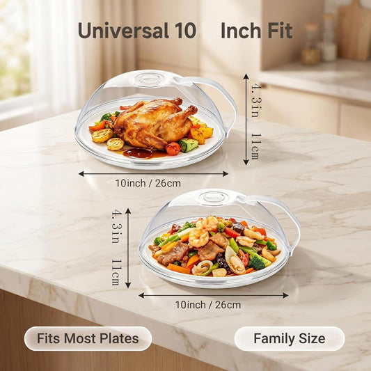 2 Pack Food Grade Microwave Splatter Cover with Handle Steam Vent