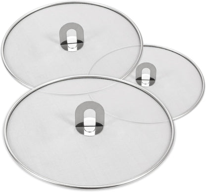 Splatter Screen for Kitchen, Stainless Steel Fine Mesh Splatter Screen for Frying Pan, 10, 11.5, 13 Inch Grease Splatter Guard with Fold Flat Knob
