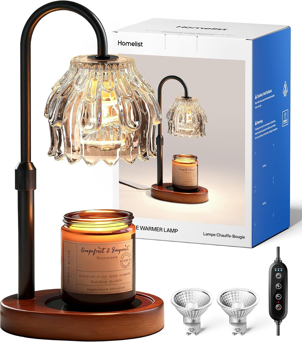 Homelist Candle Warmer Lamp with Timer Dimmer, Electric Wax Melter Warmer