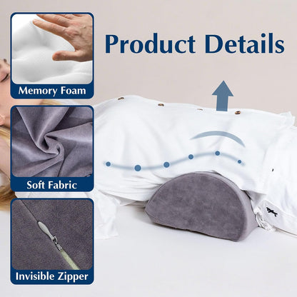 Knee Pillow for Back Sleeping, Grey | Memory Foam Bolster, Pain Relief, Half Moon Shape, For Legs & Under Knee