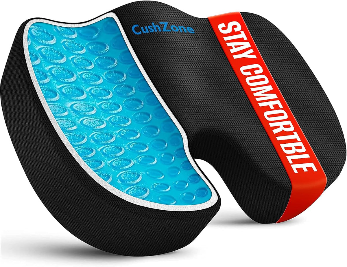 Gel Seat Cushion, Cooling Memory Foam Cushion for Office Chair, Black