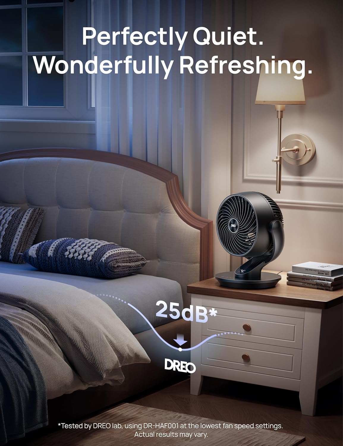 DREO Fan for Bedroom, 13-Inch Oscillating Table Air Circulator Fan for Whole Room, 120° Tilt Adjustment, 25dB Ultra-Quiet, 75ft Powerful Airflow, 4 Speeds Desk Fans with Remote for Home, Office