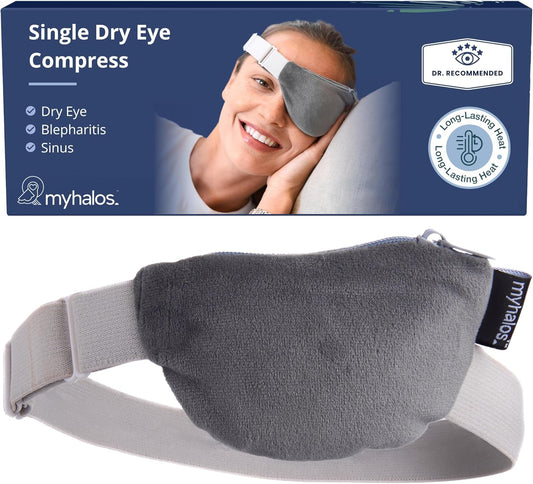 MyHalos Heated Eye Compress, Warm Compress for Dry Eyes, Blepharitis & MGD | Warm Eye Compress, Moist Heat, Washable & Reversible, Comfort for Styes & Blepharitis, Reusable, Microwavable, Soothing