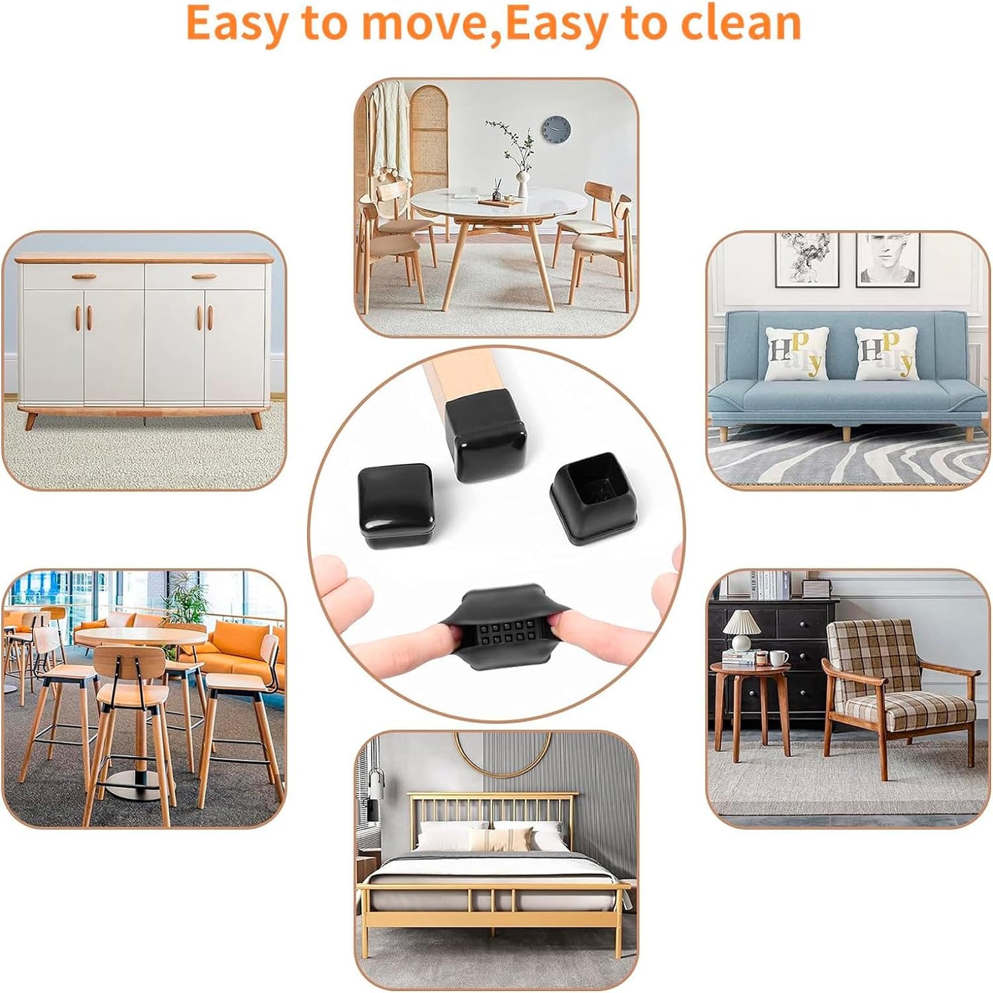 Chair Sliders for Carpet, 16PCS Furniture Sliders for Carpeted Floors & Hardwood Floors, Round Chair Glide Pads for Quickly and Easily Moving Furniture, Protect Floor(Clear, Fit 0.75"-1.1") | Chair Glides for Carpet & Hardwood Floor, Furniture Slides