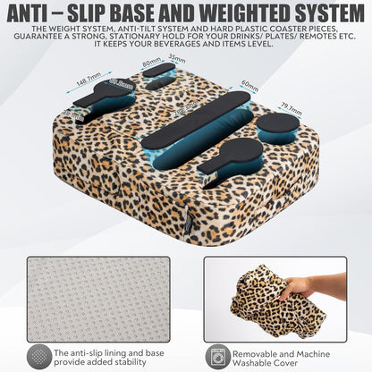 Couch Cup Holder Tray Pillow - Bed, Couch Caddy, Sofa, RV & Car - Holds Drinks, Snacks, Remotes, Phones, Kindle, Tablet | Bed Cup Holder (Grey)