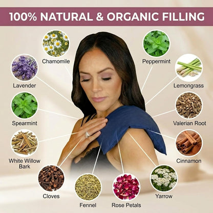 Nature's Approach Basic Herb Pack Heating Pad, Indigo | 12-herb aromatherapy rice & flaxseed fill for hot or cold therapy on neck, back, shoulders & more