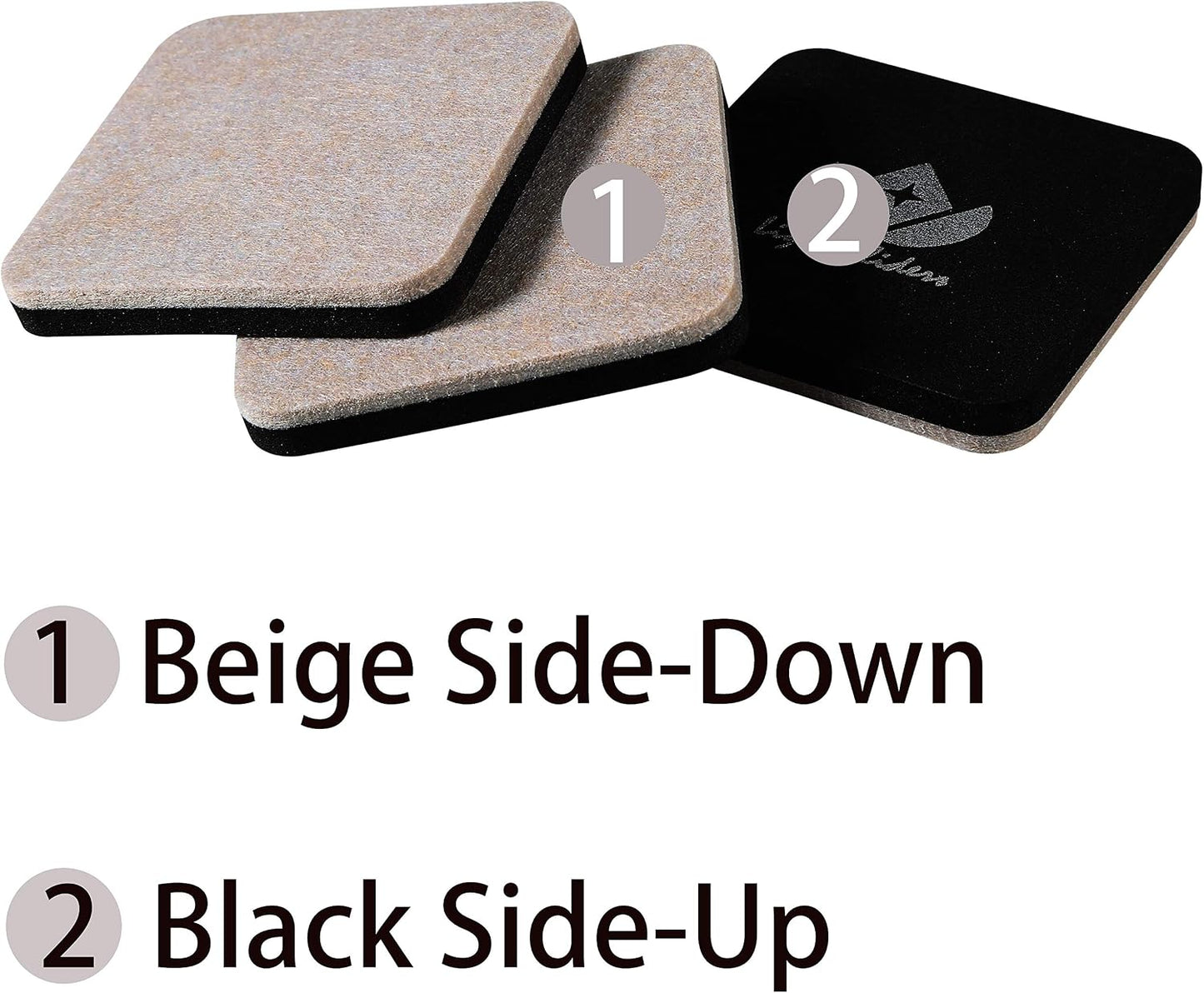 20 Pack 3in.Square Felt Sliders for Hard Surfaces - Heavy Duty Furniture Moving Sliders