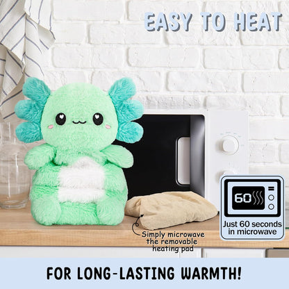 Axolotl Unscented 2Lbs Heating Pad for Neck Shoulders and Back Wrap Microwavable, Heatable 22.5" Cute Warm Stuffed Animals Neck Warmer - Axolotl Gifts for Women Girls and Kids